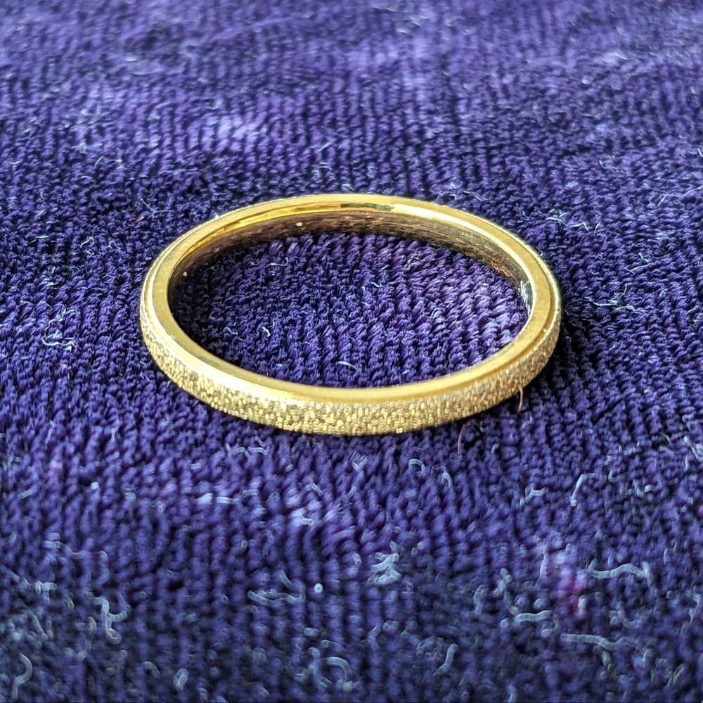 Size 8.25 14K gold filled Stacking Band Ring Textured Brushed Surface